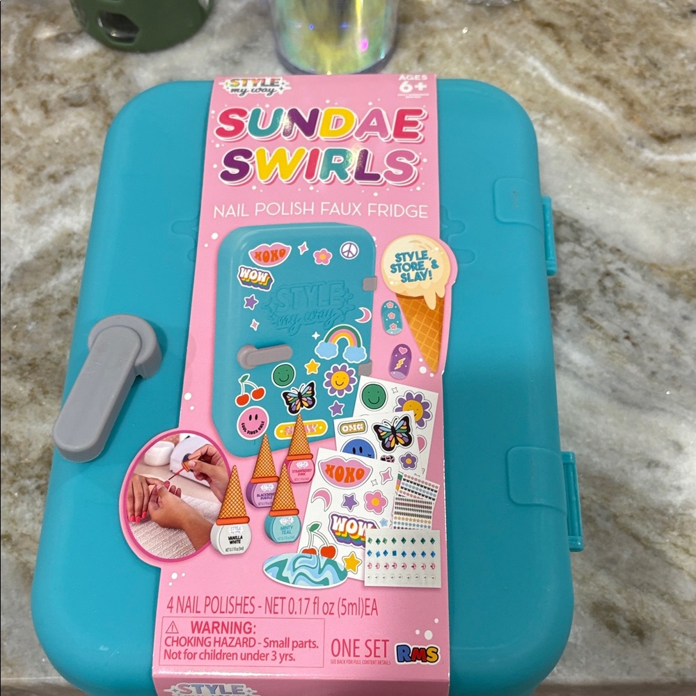 Sundae Swirls Nail Polish Faux Fridge - Blue